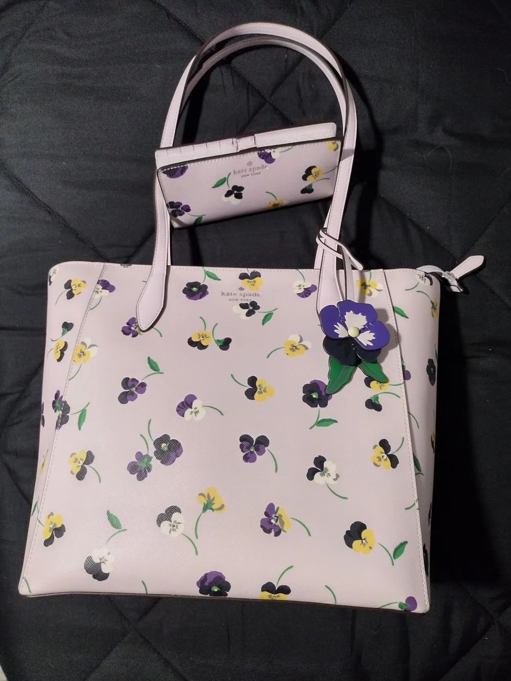 kate spade Lavender Pansy Floral Tote Bag With Matching Wallet